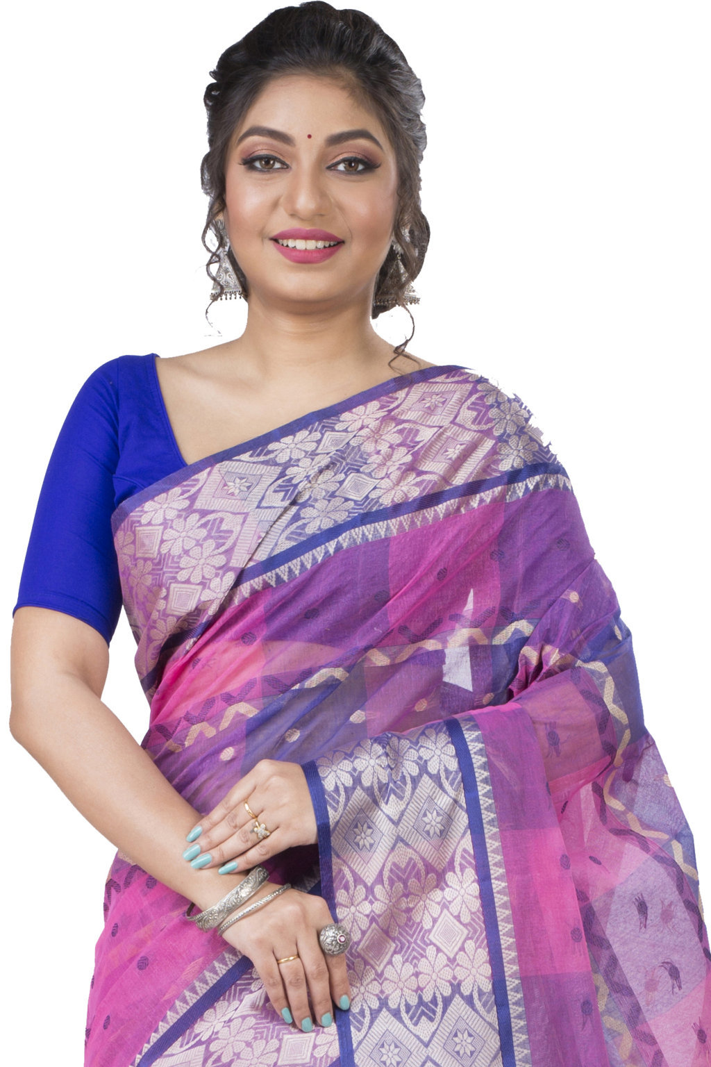 Purple Pure Cotton SonaJhuri Desiging Tant Saree (119)
